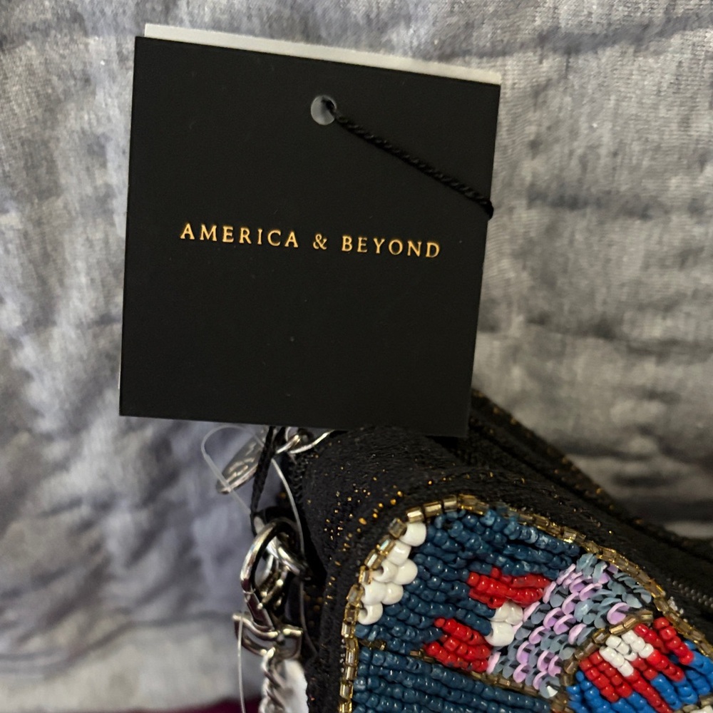 America & Beyond Multicolor Butterfly Beaded Crossbody Bag - Picture 2 of 3